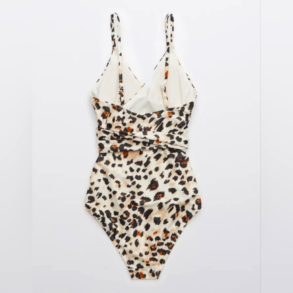 Aerie | Leopard Wrap One Piece Swimsuit | Size XS Long - Picture 3 of 15